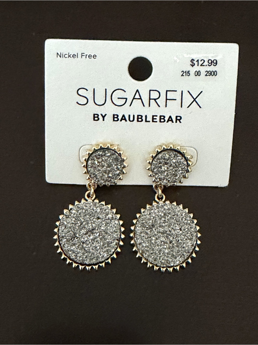 Sugarfix by Baublebar Silver Druzy Drop Earrings NWT